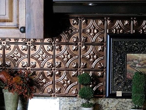 24 Tin Backsplash Ideas That Will Change How You See Your Home 4 Antique Copper Tin Panels for Warmth