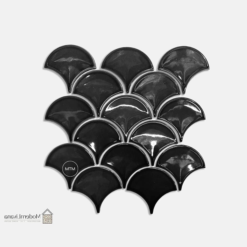 Black Fish Scale Tile