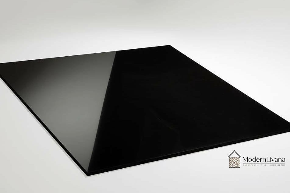 Black Glossy Glazed Tile Statement Wall