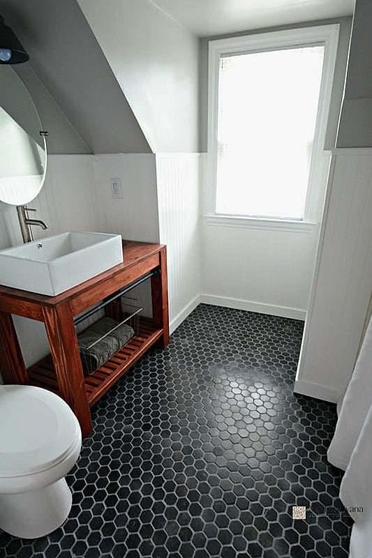 Black Hexagon Floor Tile