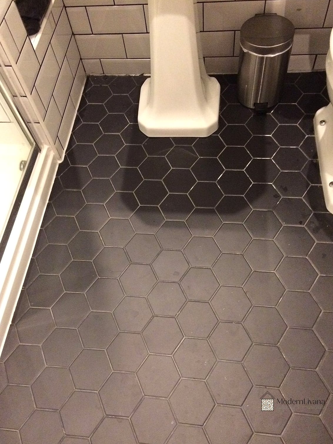 Black Hexagon Floor Tile