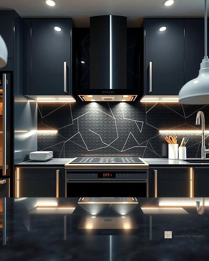 Black Metallic Finish Tile