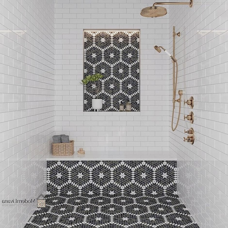 Black Mosaic Shower Wall