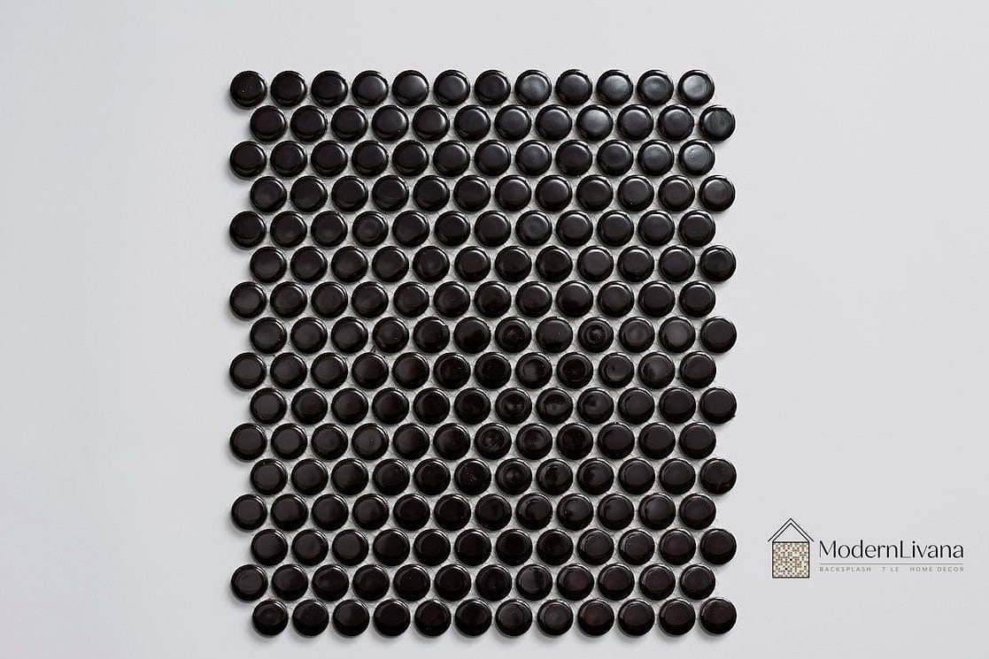 Black Penny Round Mosaic