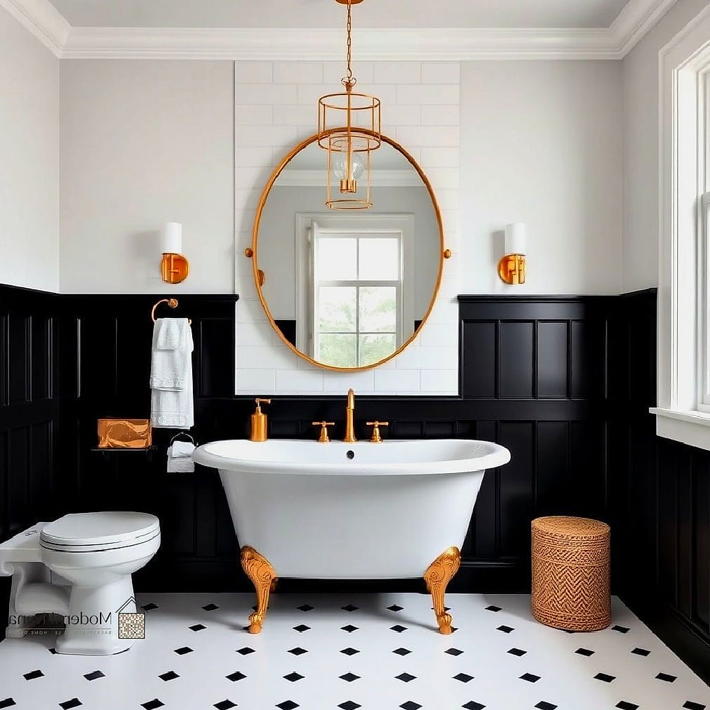 Black Tile Wainscoting