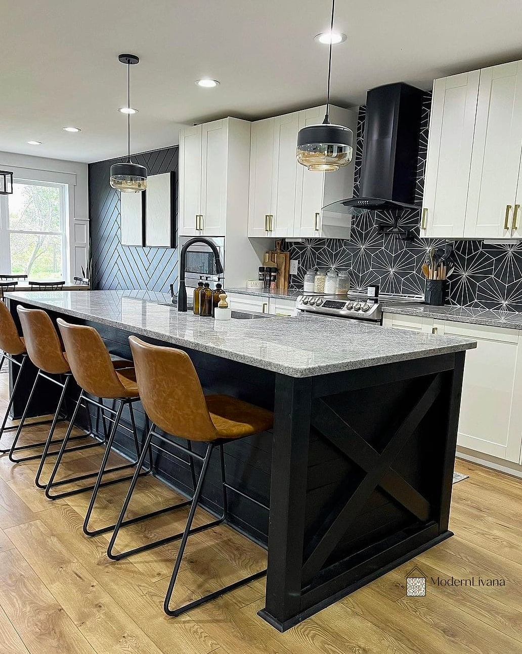 25 Black Tile Ideas to Show Your Contractor 16 Black Tile Kitchen Island Wrap