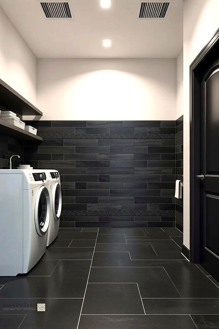 25 Black Tile Ideas to Show Your Contractor 18 Black Tile Laundry Room Flooring