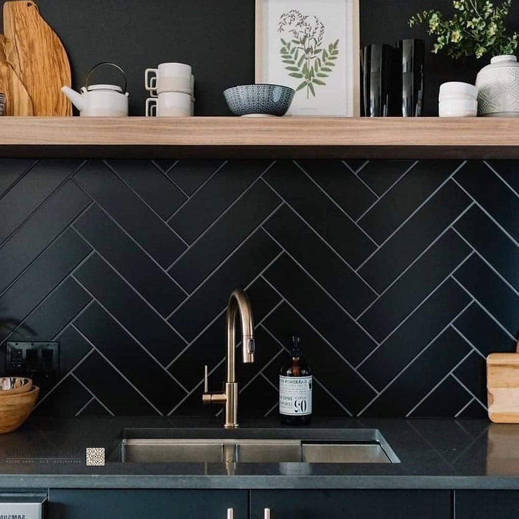 25 Black Tile Ideas to Show Your Contractor 23 Black Tile Vanity Backsplash