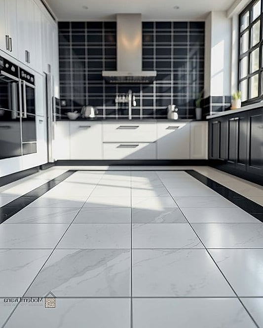 Black Tile with Contrasting White Grout