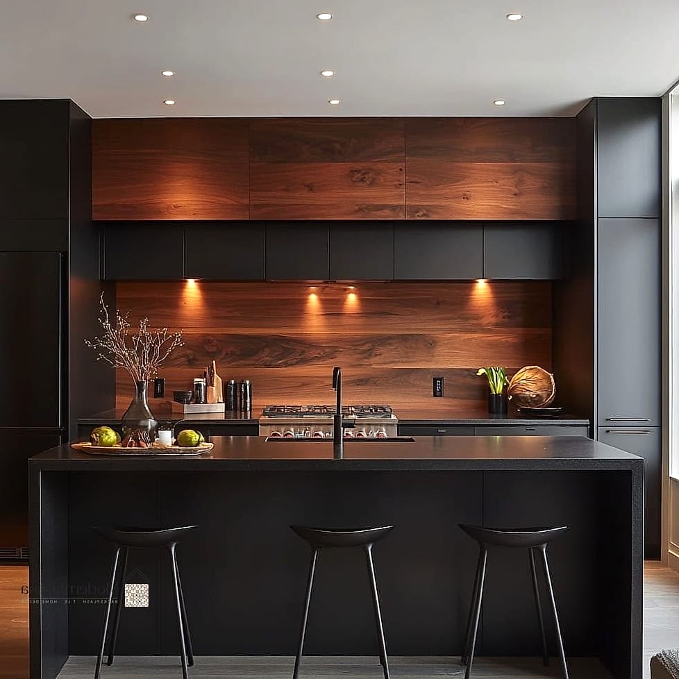 Black and Warm Wood Combination