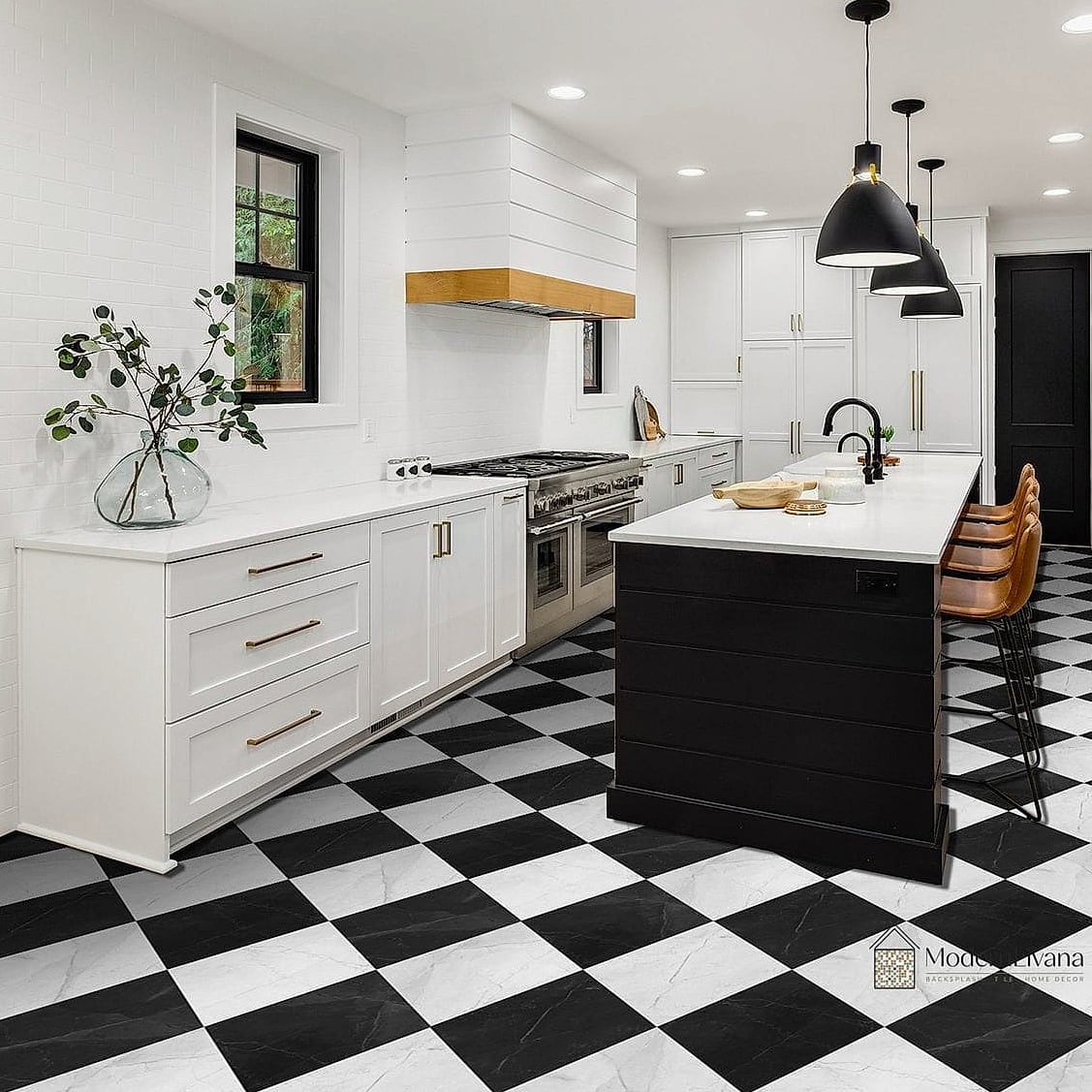 Black and White Checkerboard Tile