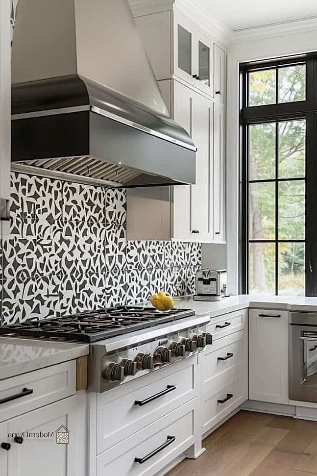 Black and White Patterned Tile Accent