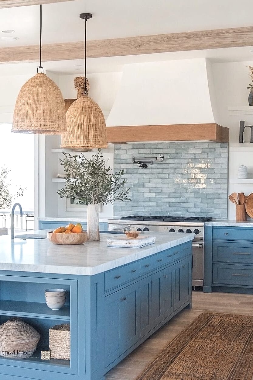 24 Kitchen Backsplash Ideas to Inspire Your Next Renovation 9 Blue Coastal Tile Design