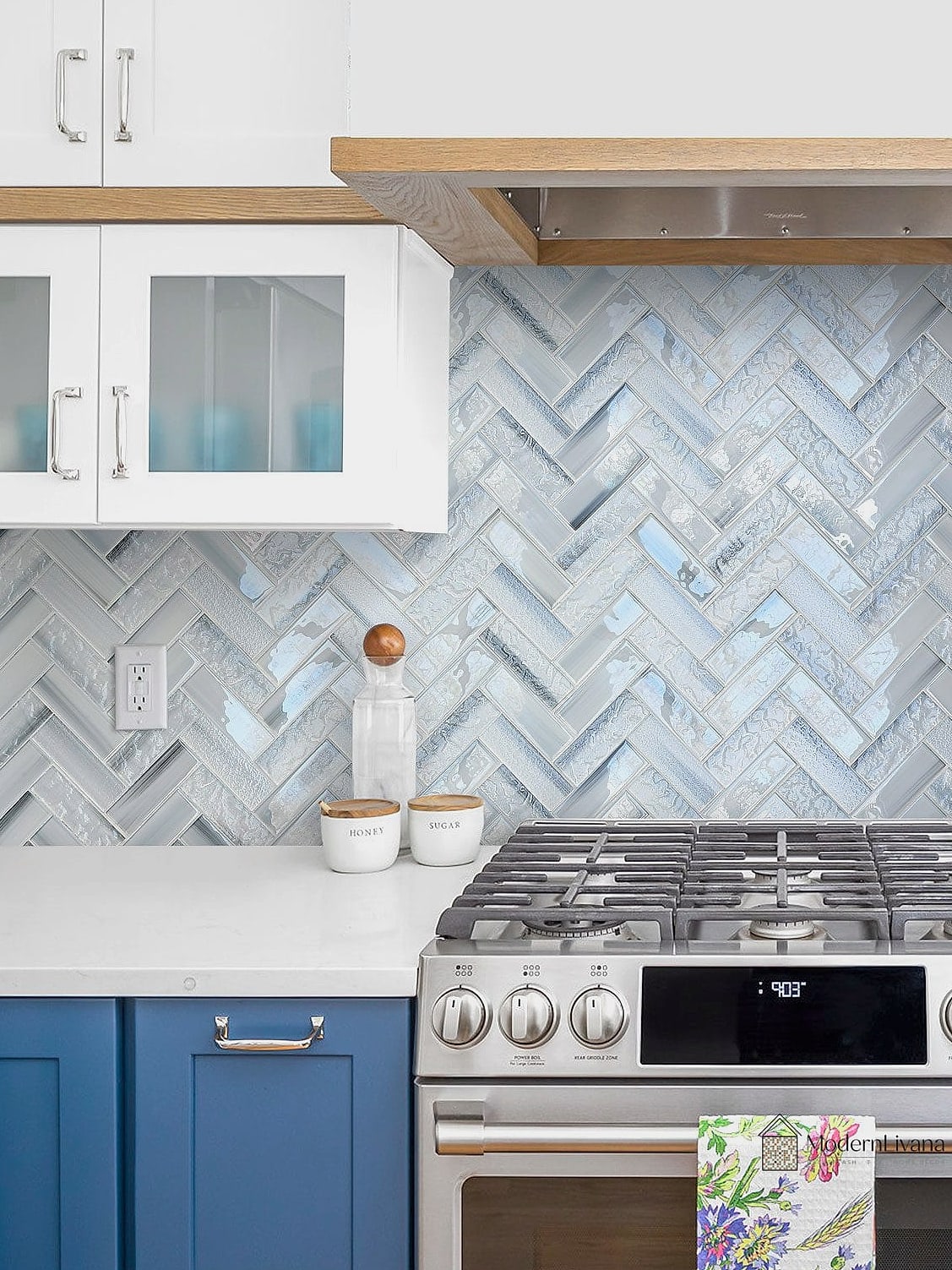 Blue-and-Cream Checkerboard Tile