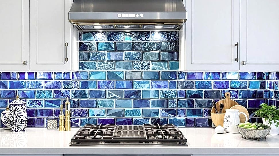 23 Multicolor Backsplash Ideas That Are Stylish and Practical 5 Blue and Green Fish Scale Tile