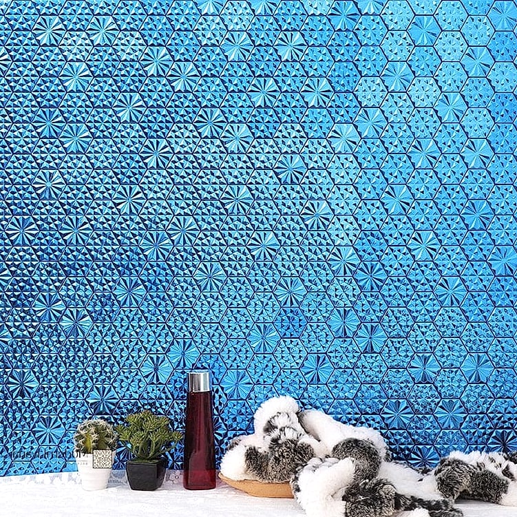 27 Blue Mosaic Tile Ideas From Homes We Absolutely Love 28 Blue Mosaic Tile Feature Wall in a Home Office