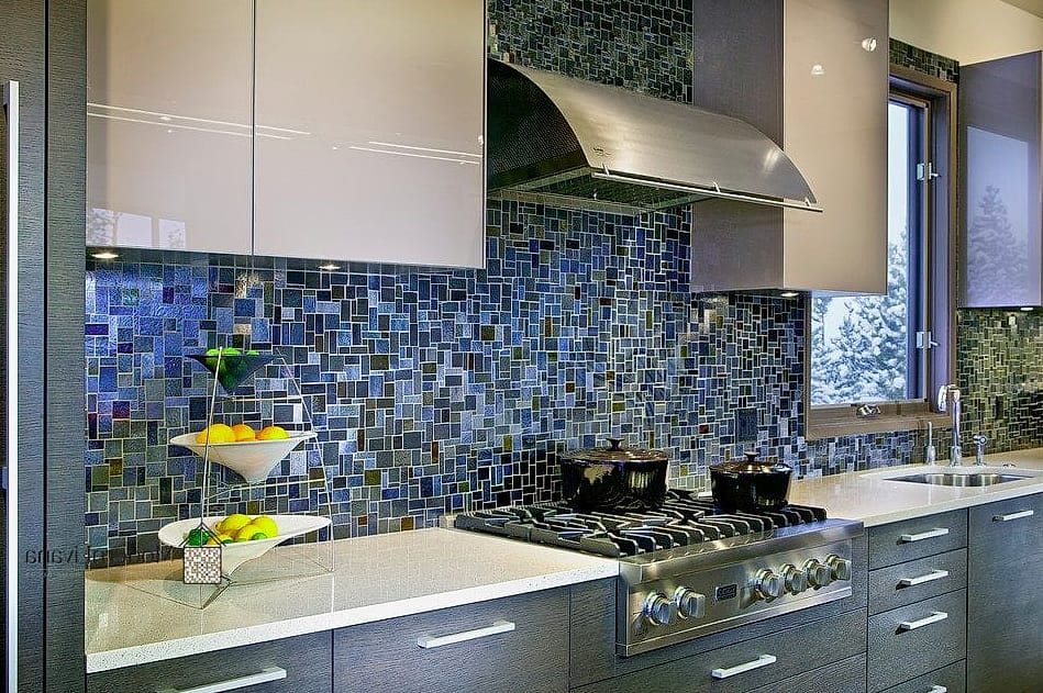 29 Kitchen Backsplash Ideas From Homes We Absolutely Love 11 Blue Mosaic Accent Wall
