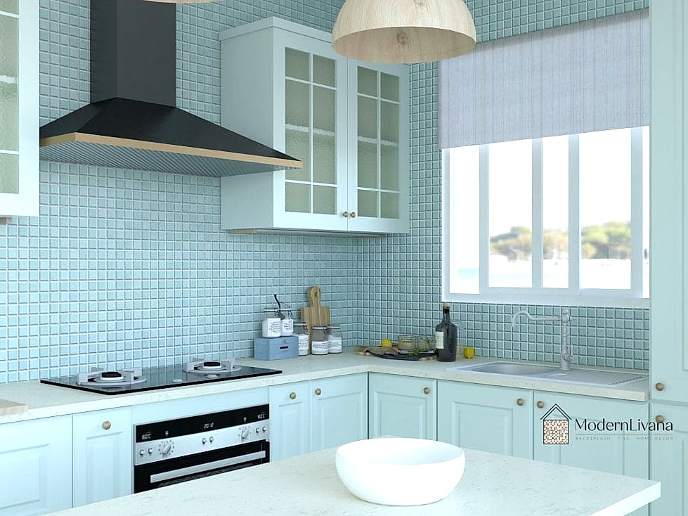 Blue Mosaic with Natural Stone Accents