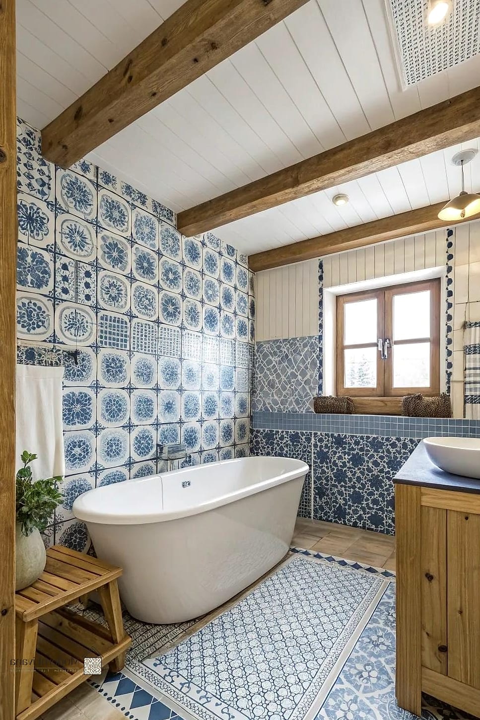 Blue Square Tile Coastal Style