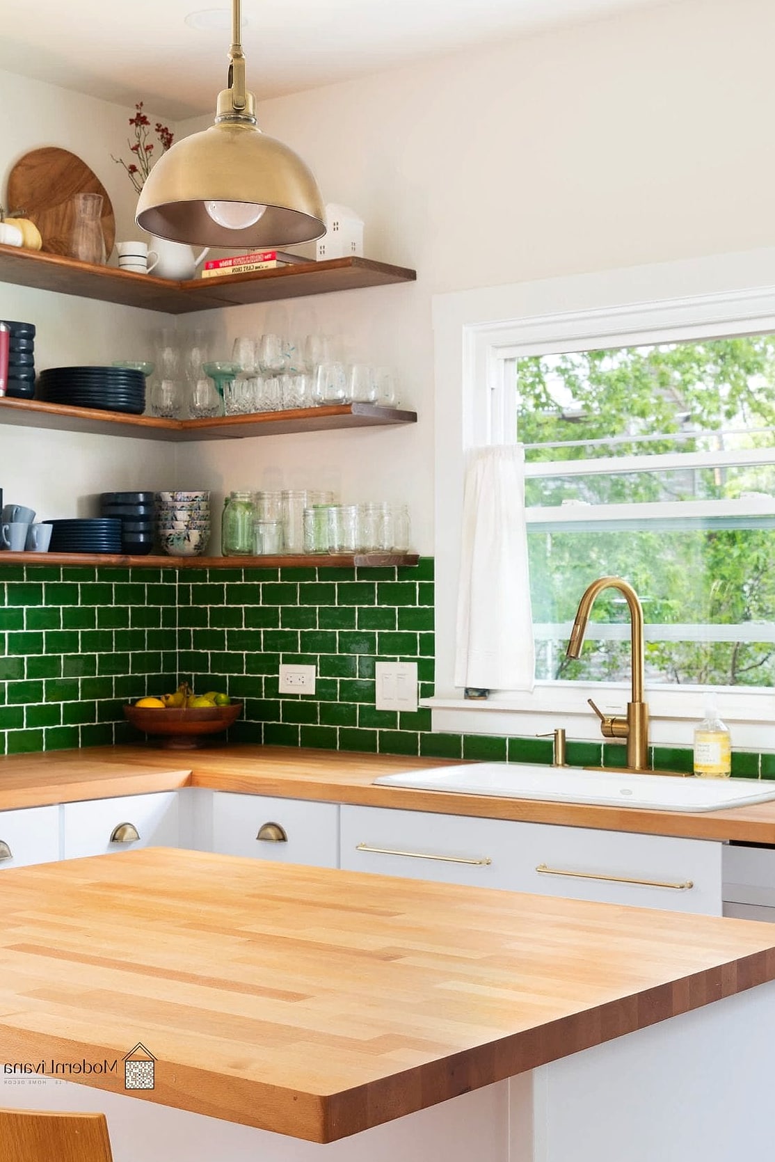 Bold Green Ceramic Tile Accent Wall