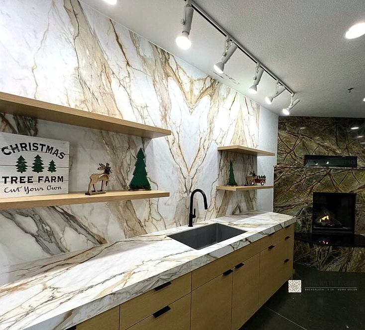 30 Marble Backsplash Ideas That Are Stylish and Practical 6 Bookmatched Marble Slabs