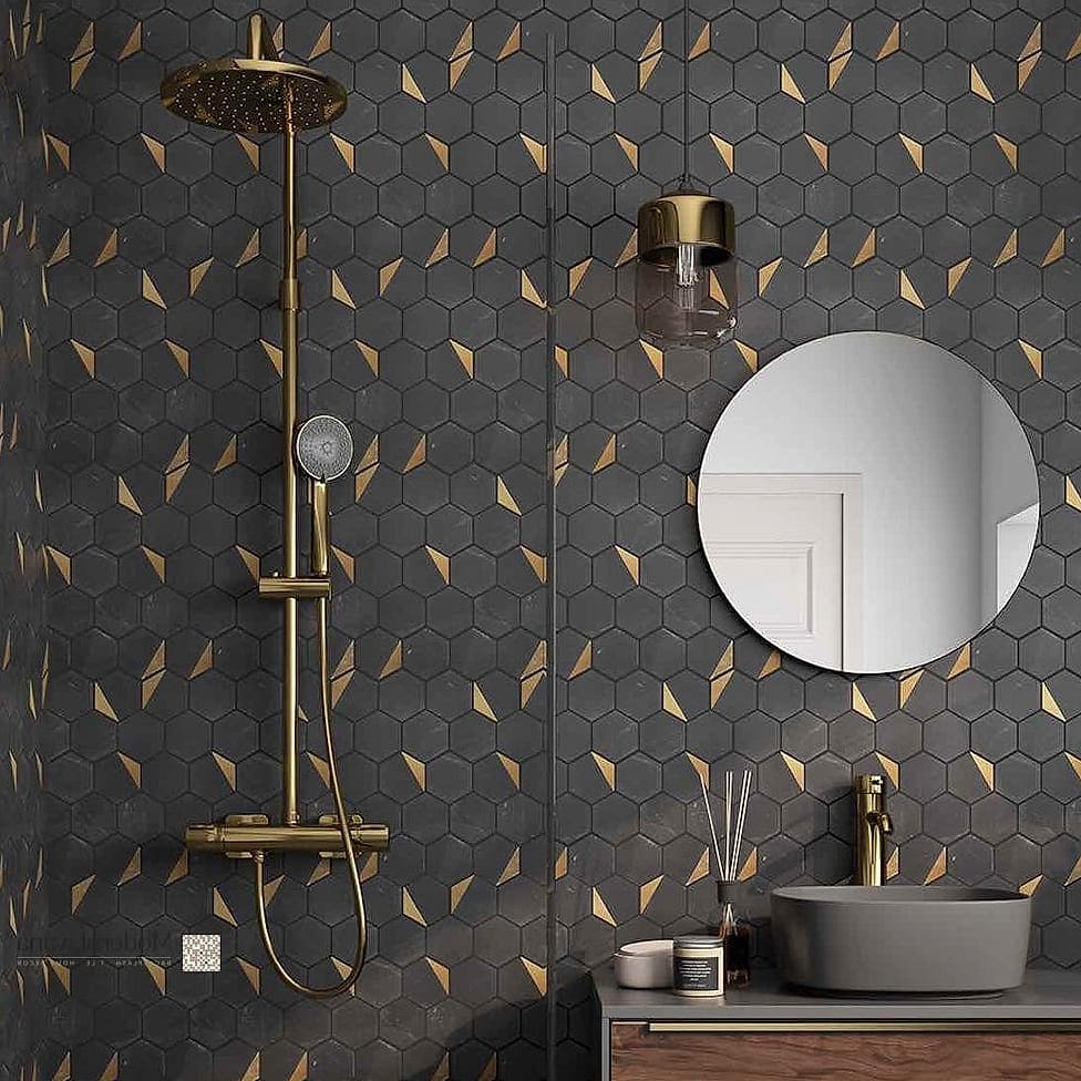 24 Brass Backsplash Ideas That Maximize Style and Function 9 Brass Mosaic Tiles