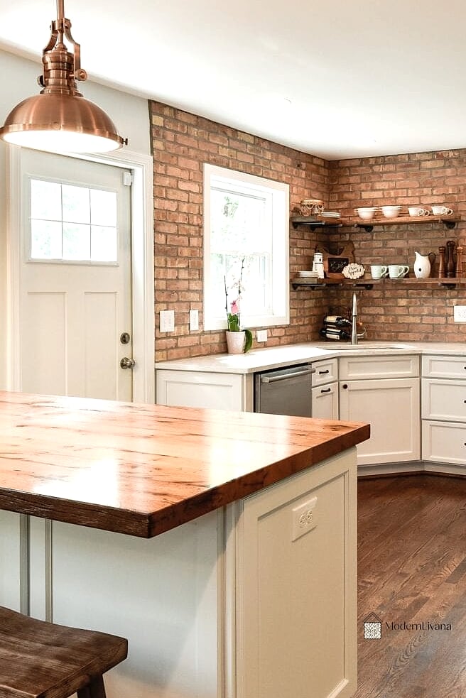 24 Red Brick Backsplash Ideas That Work in Any Size Home 8 Brick Around a Kitchen Window