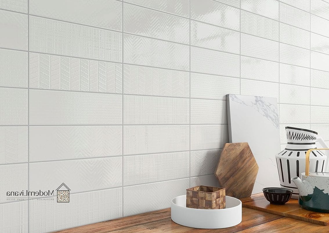 25 Stacked Subway Tile Ideas That Maximize Style and Function 18 Bright White Tile Behind Open Shelving