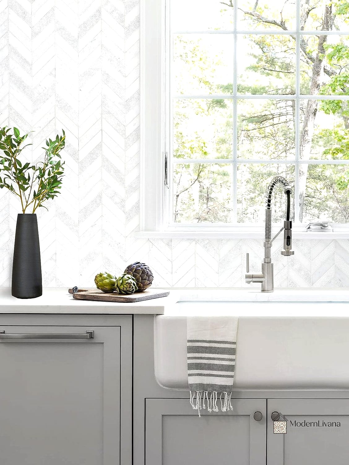 Budget-Friendly Marble-Look Porcelain Chevron