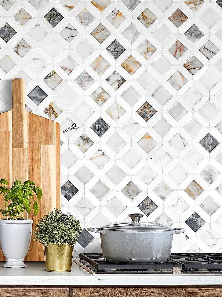 Budget Marble Chevron Look with Porcelain Tile