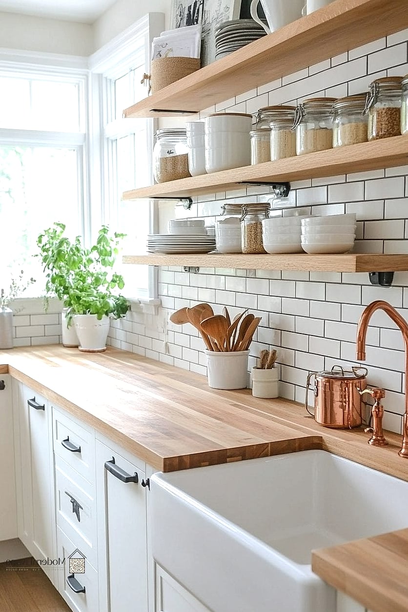 Butcher Block Countertop for Warmth