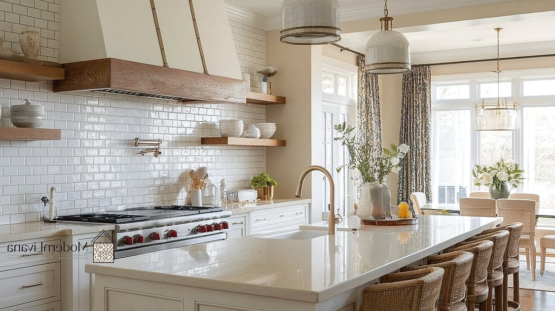 Buttery Beige Quartz Countertop for a Warm Neutral Kitchen