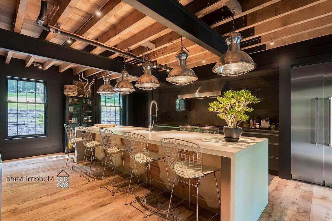 25 Industrial Kitchen Ideas From Homes We Absolutely Love 14 Ceiling Beams with Steel Details