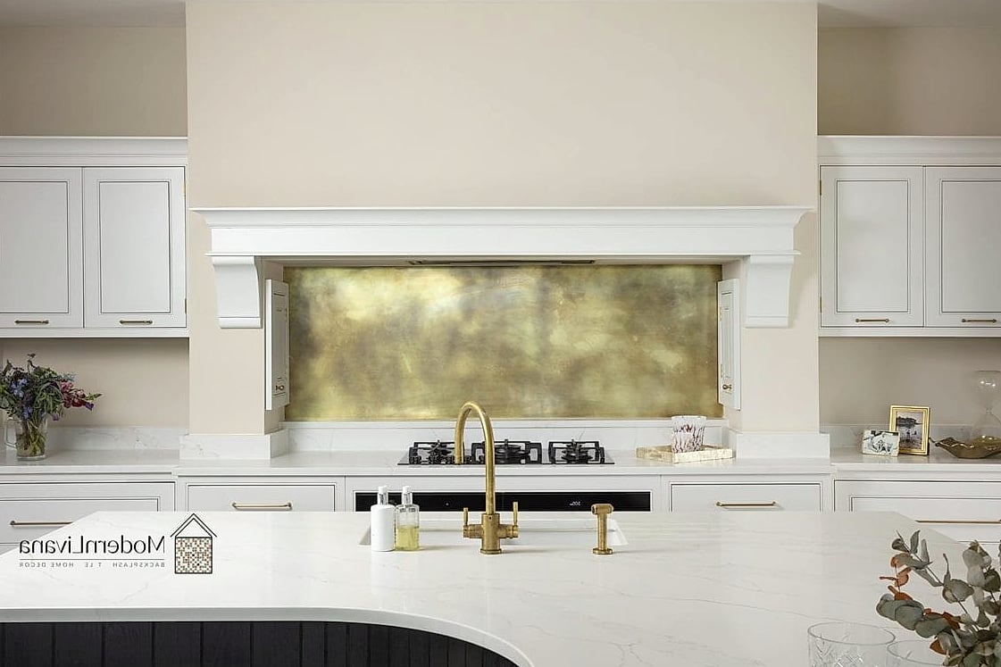 24 Brass Backsplash Ideas That Maximize Style and Function 25 Ceiling-Height Brass Accent Wall