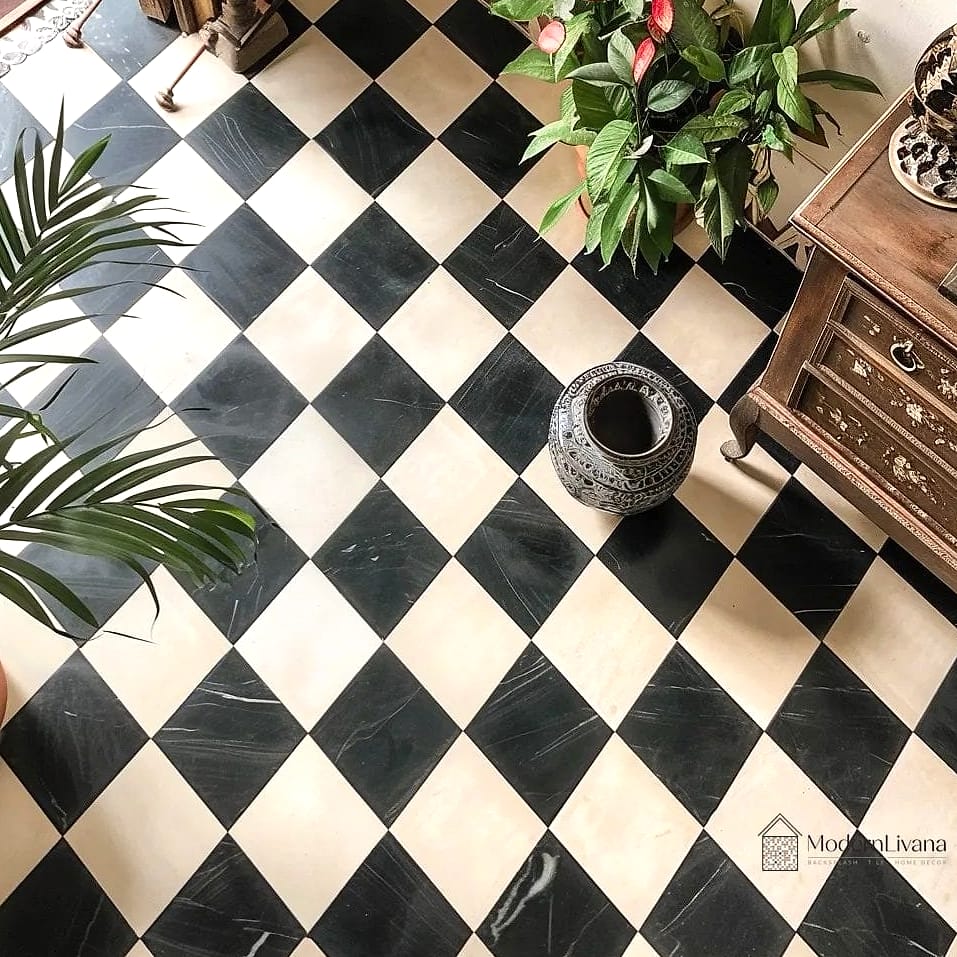 Ceramic Checkerboard Floor Pattern