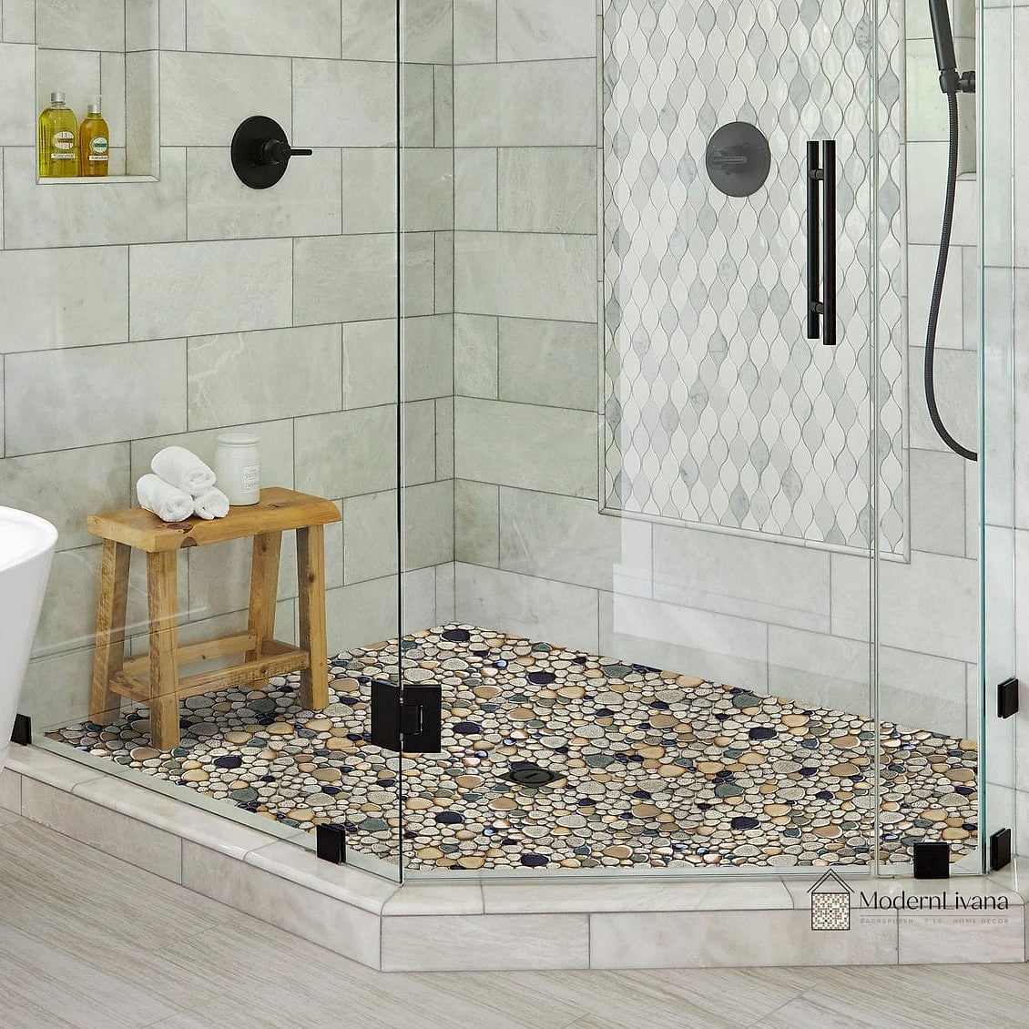 Ceramic Mosaic Tile Bathroom Floor