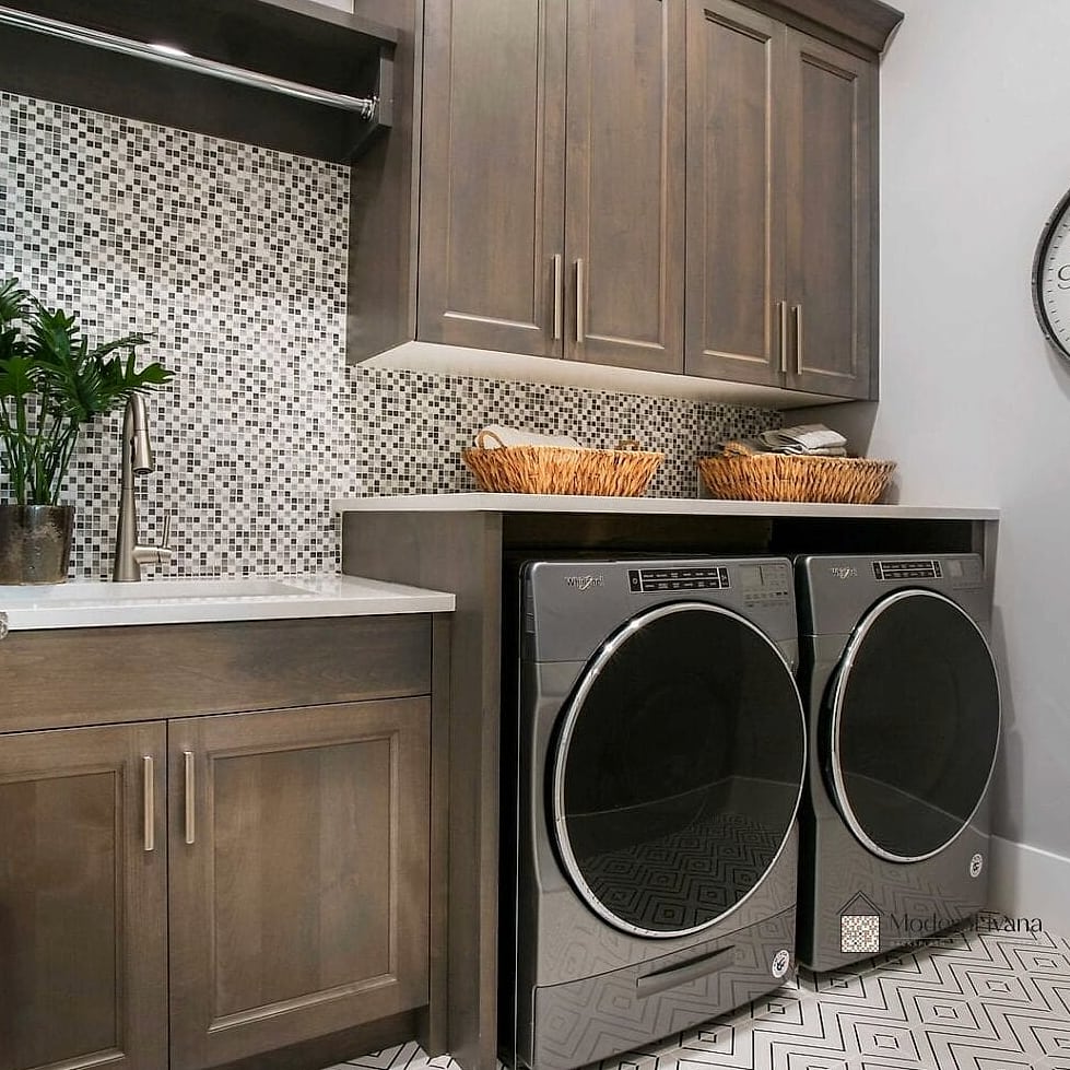 Ceramic Tile Laundry Backsplash With Color