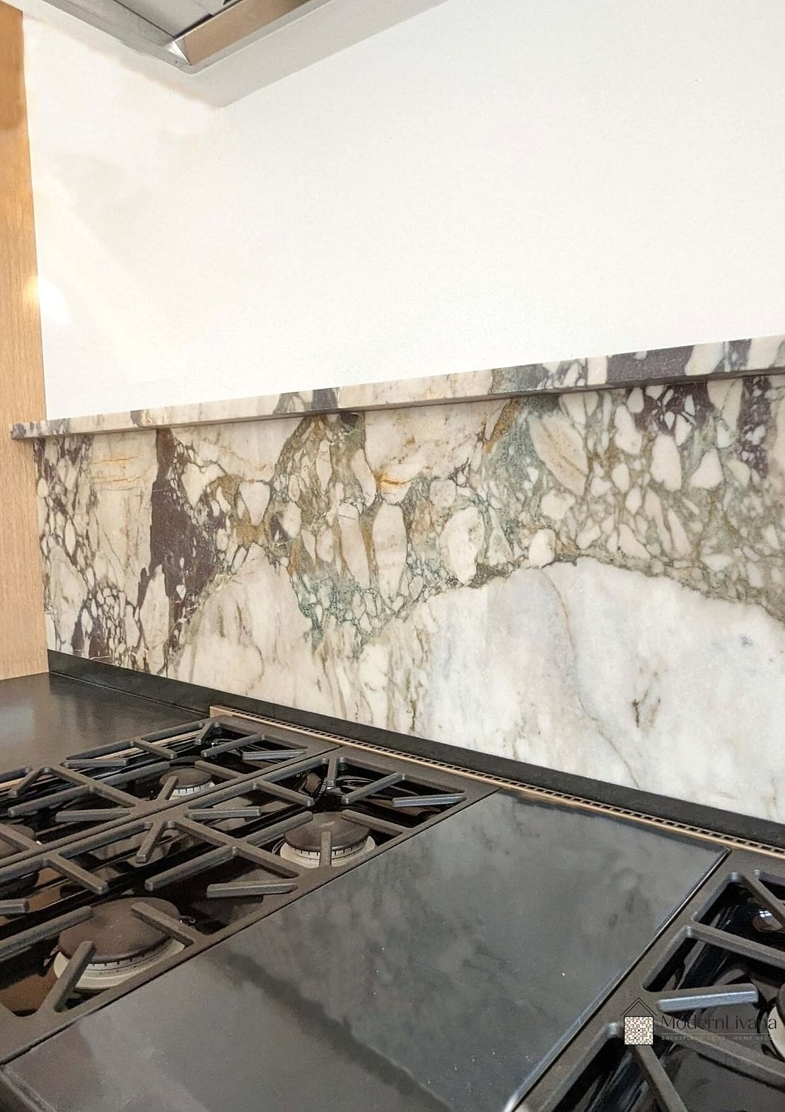 Chevron Framed by a Marble Slab Hood