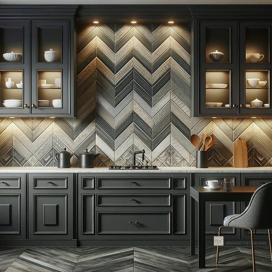 Chevron Marble and Ceramic Mix
