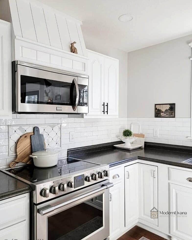 28 White Chevron Backsplash Ideas That Maximize Style and Function 12 Chevron as a Stove Accent Wall