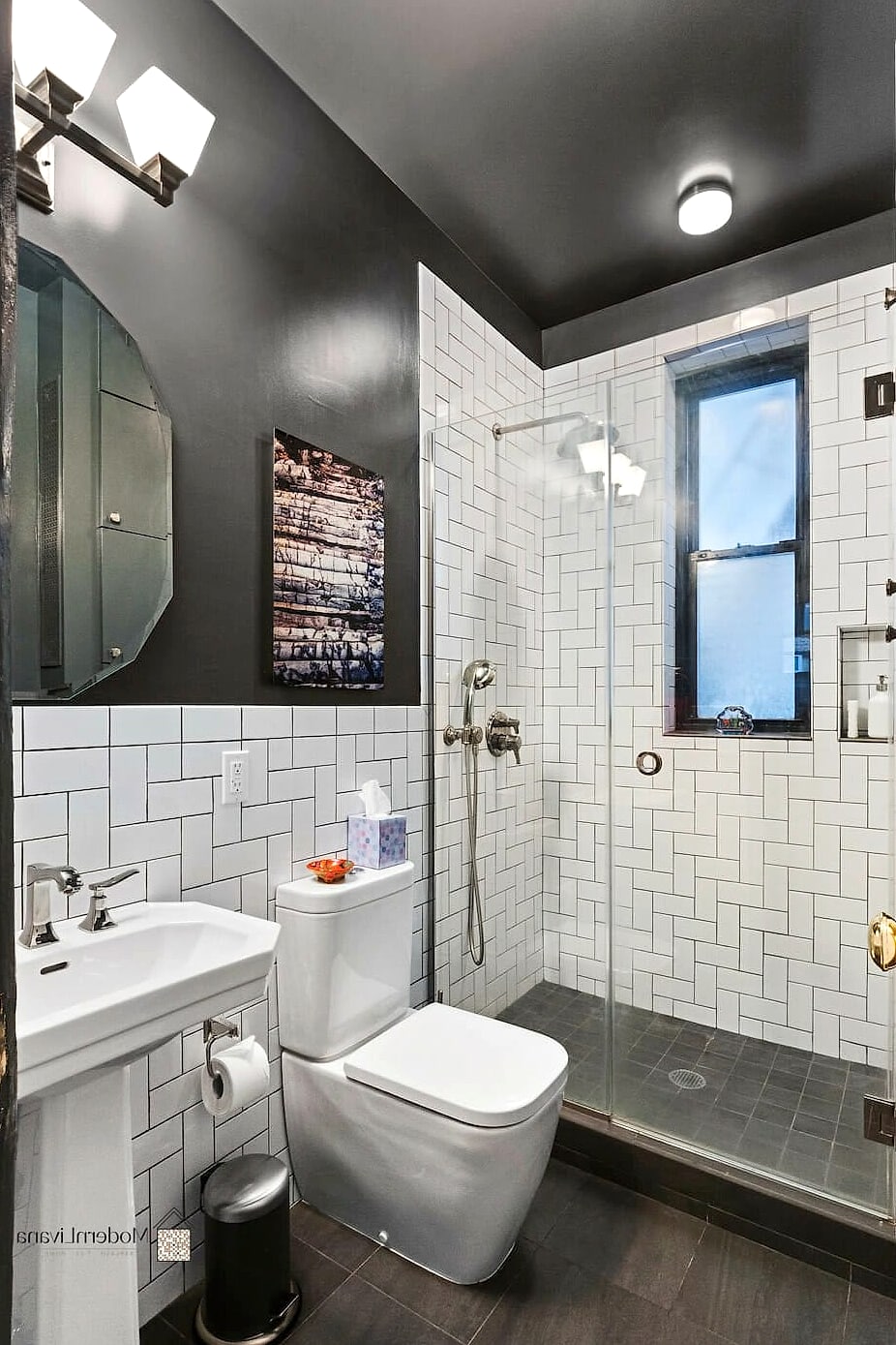 Classic White Subway Tile with Black Grout