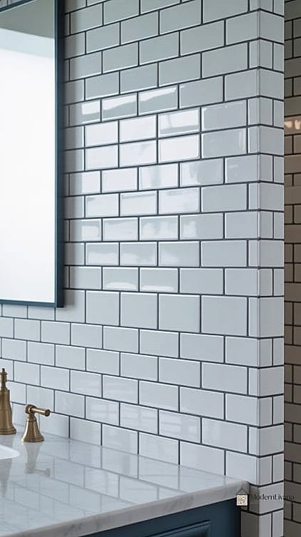 Classic White Subway Tile with Dark Grout