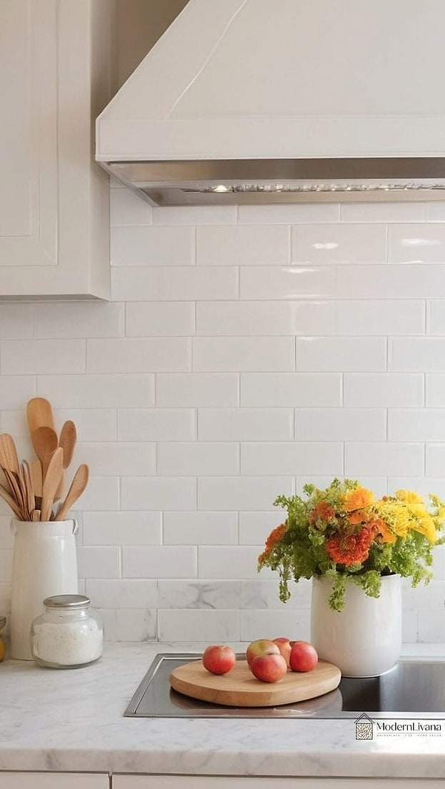 Classic White Subway Tile with Dark Grout