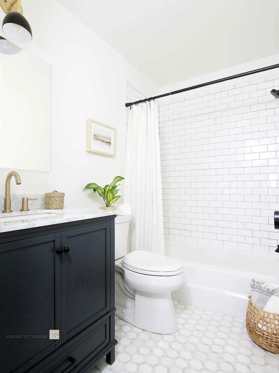 Classic White Subway Tile with Dark Grout
