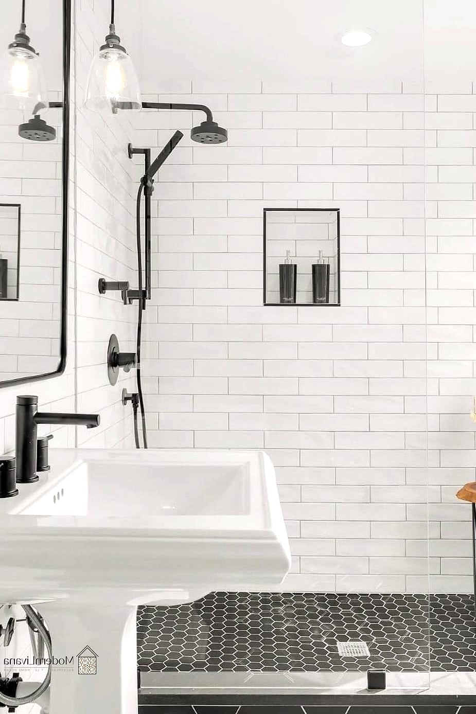 Classic White Subway Tile with Dark Grout