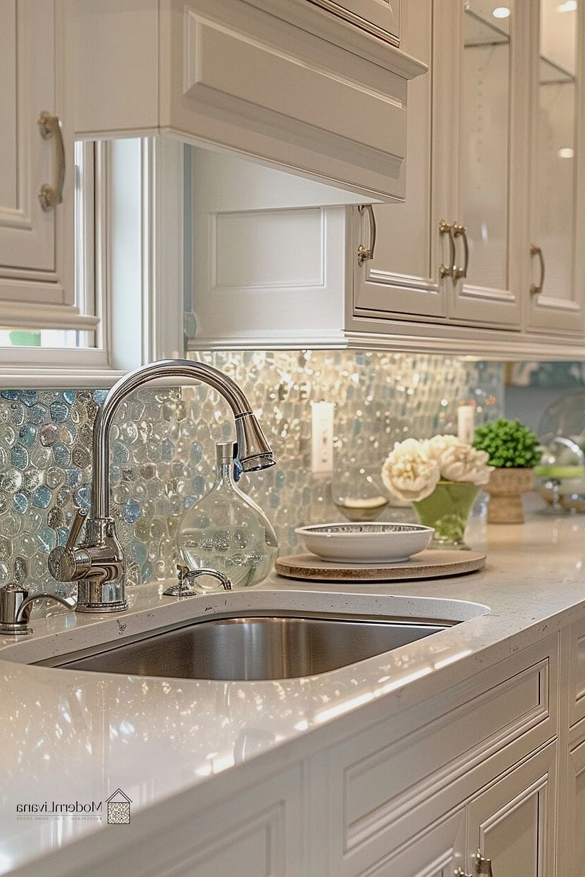 Coastal Glass Tile in Mixed Sea Tones