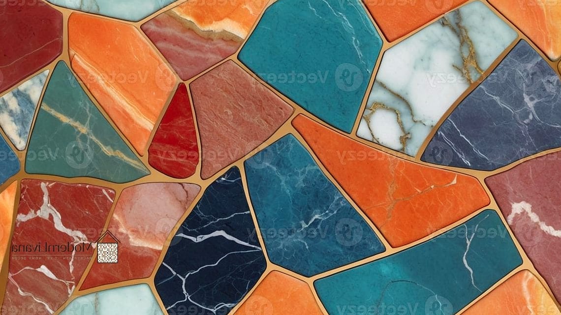 Color-Blocked Mosaic Kitchen Island