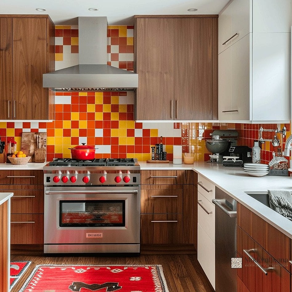 Colorful Backsplash with Ceramic Tile