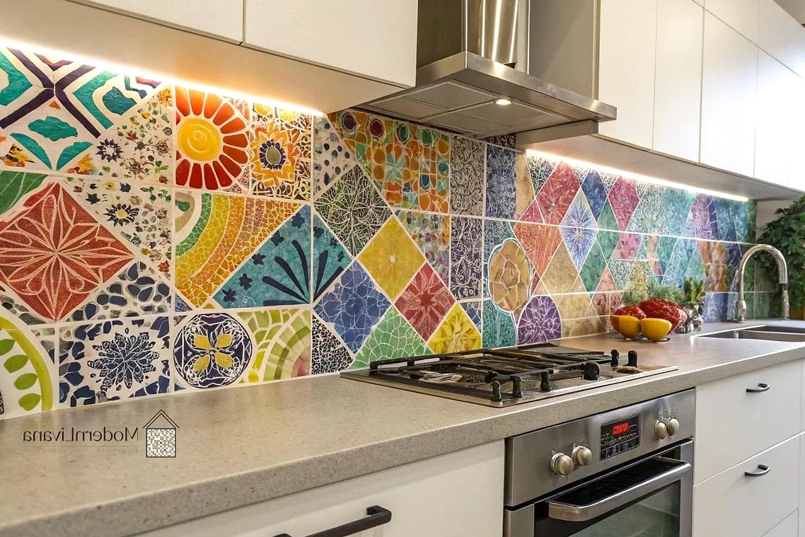23 Multicolor Backsplash Ideas That Are Stylish and Practical 17 Colorful Hexagon Tile Mix