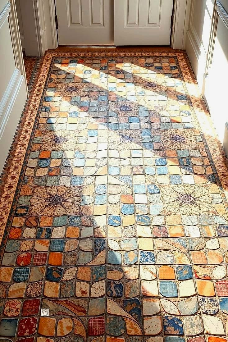 Colorful Mosaic Tile Entryway Floor